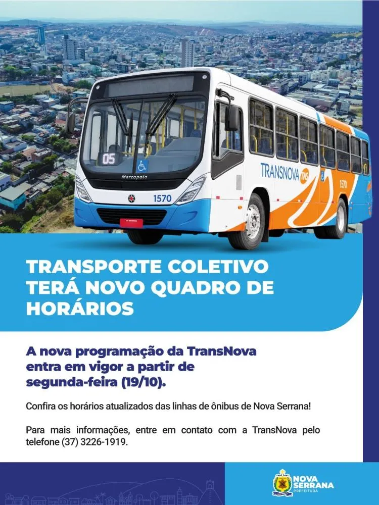 Transporte coletivo de Nova Serrana passa a operar com novos horários nesta segunda-feira